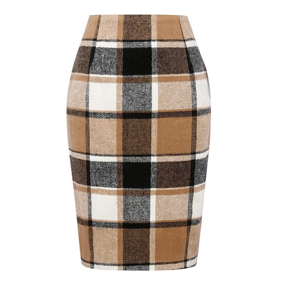 8765 Fall Skirts 2025 Winter Outfits Clothes High Waisted Tartan Tweed